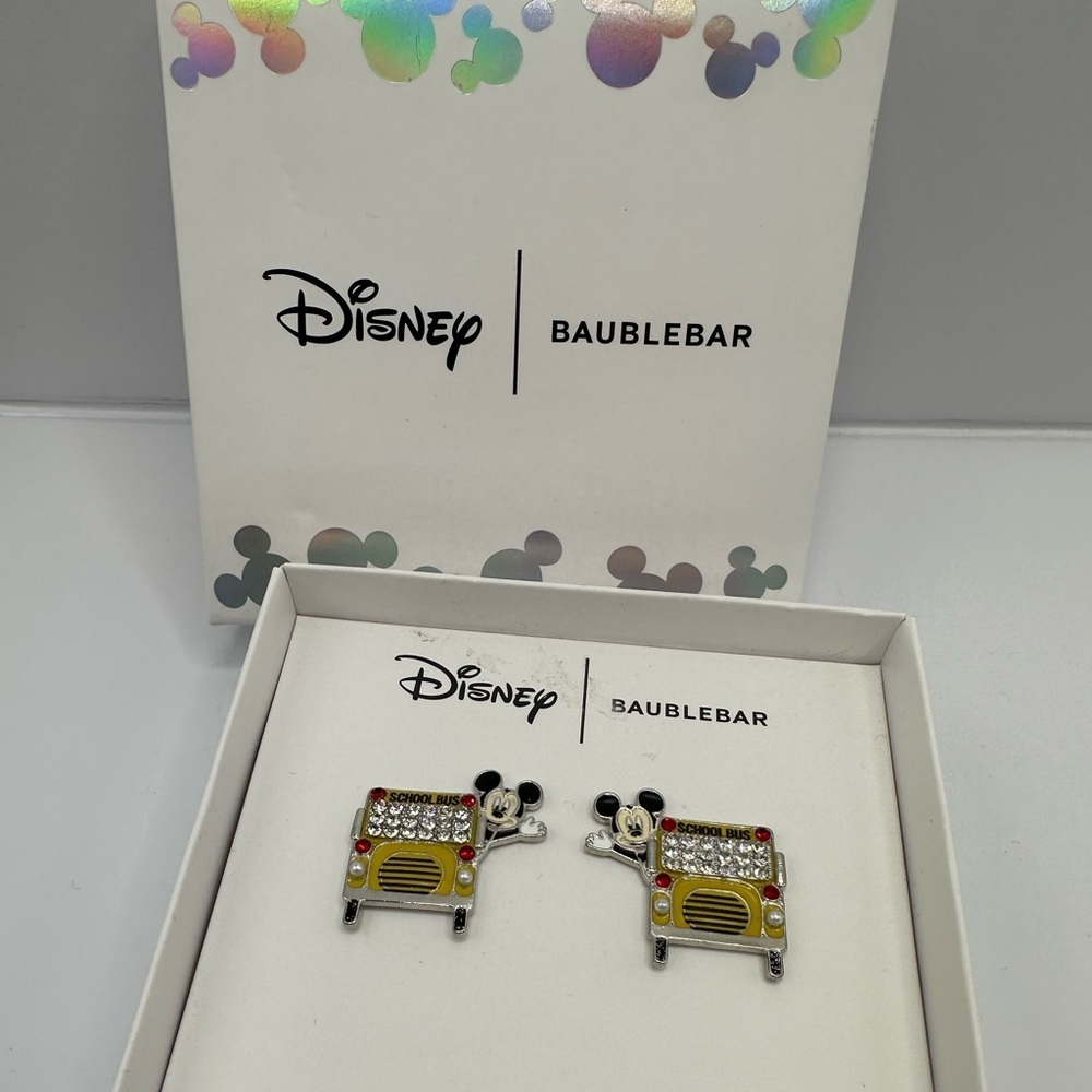 BaubleBar Disney Mickey School Bus Driver earrings new in box